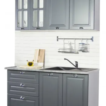 Set bucatarie SQUARE 140.01 cm, 4 corpuri, blat termorezistent, fronturi MDF, antracit imagine