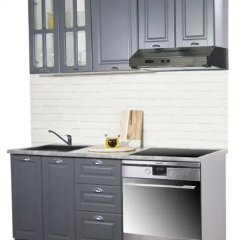 Set bucatarie SQUARE 160 cm, 6 corpuri, blat termorezistent, fronturi MDF, antracit imagine