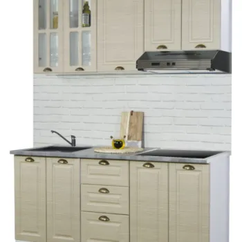 Set bucatarie SQUARE 160 cm, 6 corpuri, blat termorezistent, fronturi MDF, fag imagine