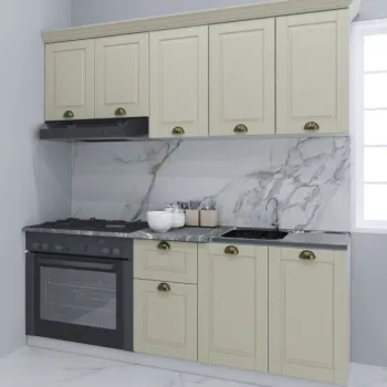 Set bucatarie SQUARE 180 cm, 6 corpuri, corp cuptor, blat termorezistent, fronturi MDF, fag imagine