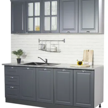 Set bucatarie SQUARE 200 cm, 6 corpuri, blat termorezistent, fronturi MDF, antracit imagine