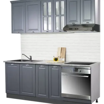 Set bucatarie SQUARE 200 cm, 6 corpuri, blat termorezistent, fronturi MDF, antracit imagine