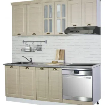 Set bucatarie SQUARE 200 cm, 6 corpuri, blat termorezistent, fronturi MDF, fag rustic imagine