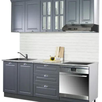 Set bucatarie SQUARE 200 cm, 6 corpuri, corp cuptor, blat termorezistent, fronturi MDF, antracit imagine