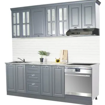 Set bucatarie SQUARE 220 cm, 8 corpuri, blat termorezistent, fronturi MDF, antracit imagine