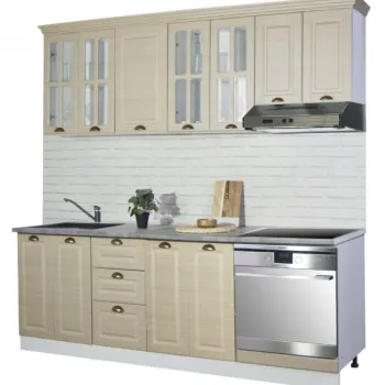 Set bucatarie SQUARE 220 cm, 8 corpuri, blat termorezistent, fronturi MDF, fag rustic imagine