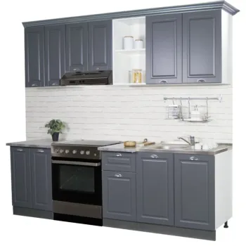 Set bucatarie SQUARE 240 cm, 5 corpuri, blat termorezistent, fronturi MDF, antracit imagine