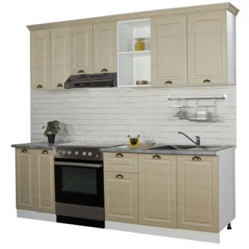 Set bucatarie SQUARE 240 cm, 7 corpuri, blat termorezistent, fronturi MDF, fag imagine