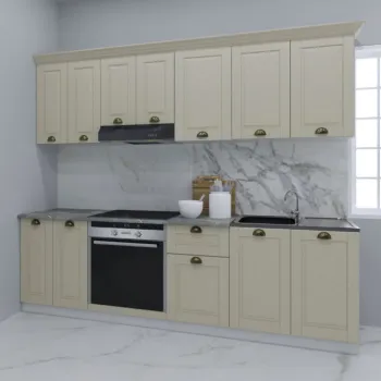 Set bucatarie SQUARE 240 cm, 8 corpuri, corp cuptor, blat termorezistent, fronturi MDF, fag imagine