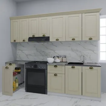 Set bucatarie SQUARE 240 cm, 8 corpuri, corp Jolly, blat termorezistent, fronturi MDF, fag imagine