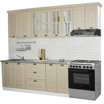 Set bucatarie SQUARE 260.01 cm, 7 corpuri, blat termorezistent, fronturi MDF, fag imagine