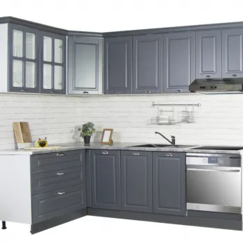 Set bucatarie SQUARE COLT 240x140 cm, 9 corpuri, blat termorezistent, fronturi MDF, antracit imagine