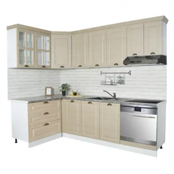 Set bucatarie SQUARE COLT 240x140 cm, 9 corpuri, blat termorezistent, fronturi MDF, fag imagine