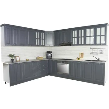 Set bucatarie SQUARE COLT 300x250 cm, 15 corpuri, blat termorezistent, fronturi MDF, antracit imagine