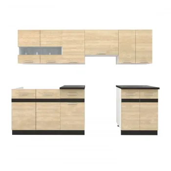 Set Bucatarie YANA, L 240, 7 corpuri, blat termorezistent, corp alb, fronturi sonoma deschis + inchis imagine