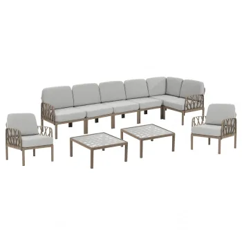 Set de gradina GARDA, coltar + 2 fotolii + 2 masute, gri + cafea cu lapte imagine