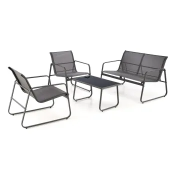 Set gradina CONOR 2-1-1, canapea + 2 fotolii + masuta, gri inchis imagine