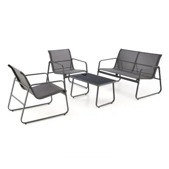 Set gradina CONOR 2-1-1, canapea + 2 fotolii + masuta, gri inchis imagine
