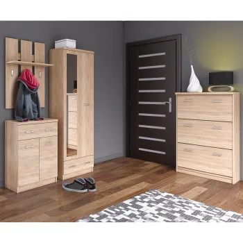 Set hol TOP MIX, 4 piese,dulap 2 usi, comoda, pantofar, cuier, stejar sonoma,  200x33x183 cm imagine