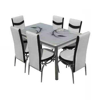 Set Lara, masa extensibila cu 6 scaune, alb, 130 165x80x79 cm imagine