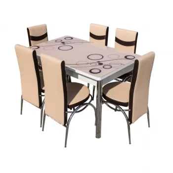Set Lara, masa extensibila cu 6 scaune, crem, 130 165x80x65 cm imagine
