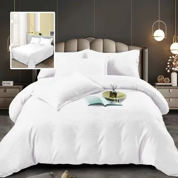 Set lenjerie de pat pentru 2 persoane XXL, Bumbac Damasc Policotton, 4 piese, Cearceaf pat 230x260, Cearceaf pilota 230x200, Fete de perne 50x70 x 2, Alb imagine