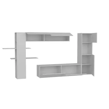 Set Living MAXI, comoda TV si corpuri suspendate, alb, 215x31,5x150 cm imagine