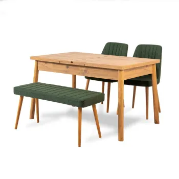 Set masa extensibila si scaune SANTIAGO ATLANTICE, 4 piese, pin atlantic + verde, 120-153x75x77 cm imagine
