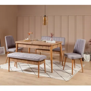 Set masa extensibila si scaune VINA, 5 piese, pin atlantic + soho, 130x80x77 cm imagine