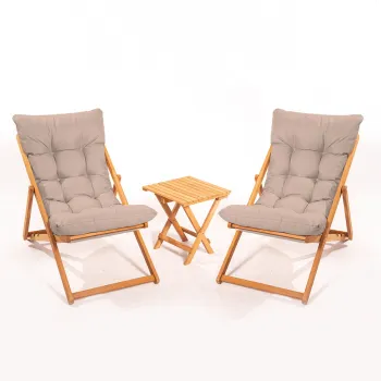 Set masuta si scaune gradina MY005, 3 piese, maro + natural, 59x44x90 cm imagine