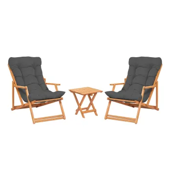 Set masuta si scaune gradina MY007, 3 piese, gri + natural, 50x50x81 cm imagine