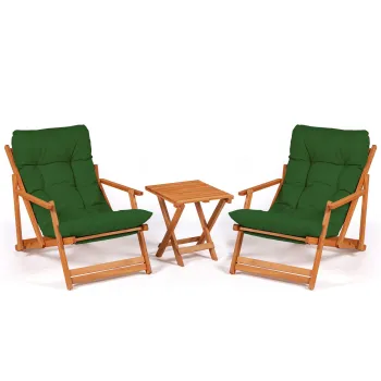 Set masuta si scaune gradina MY007, 3 piese, verde + natural, 50x50x81 cm imagine