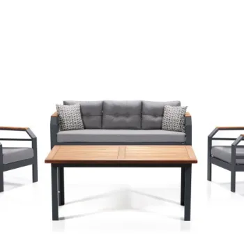 Set mobilier de gradina cu masuta ASSENTO 3+1+1+M, 4 piese, gri, 150x75x90 cm imagine