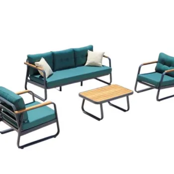 Set mobilier de gradina cu masuta RIO, albastru petrol, 186x66x73 cm imagine