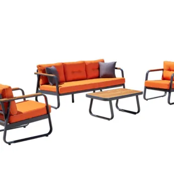 Set mobilier de gradina cu masuta RIO, portocaliu, 186x66x73 cm imagine