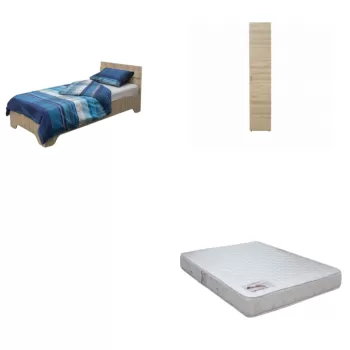 Set Pat Alma 90x200 cm cu picioare + Saltea superortopedica 90x200 cm + Dulap Alma 1 usa imagine