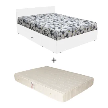 Set Pat Alma, cu sertar, alb + Saltea superortopedica, 160x200 cm imagine