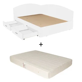 Set Pat Colt Alma, cu 2 sertare, alb + Saltea superortopedica, 160x200 cm imagine