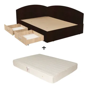 Set Pat Colt Alma, cu 2 sertare, sonoma inchis + deschis + Saltea superortopedica, 160x200 cm imagine