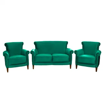 Set YORK 3-1-1, canapea fixa 2 locuri si 2 fotolii fixe, verde imagine