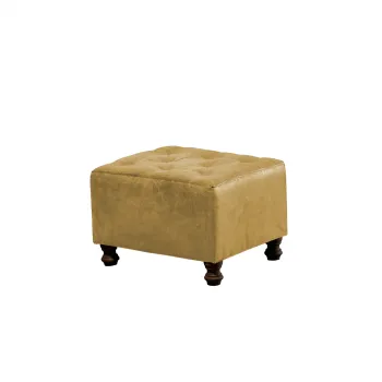 Taburet CHESTERFIELD, cu arcuri, galben, 57x45x40 cm imagine