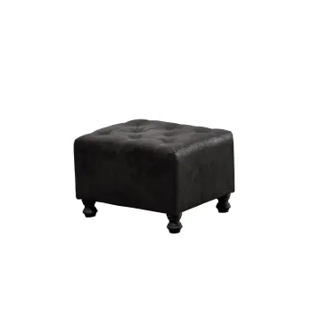 Taburet CHESTERFIELD, cu arcuri, negru, 57x45x40 cm imagine