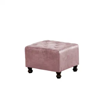 Taburet CHESTERFIELD, cu arcuri, roz, 57x45x40 cm imagine