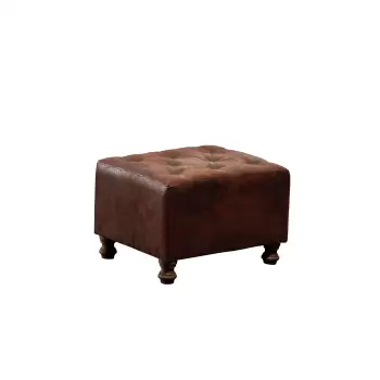 Taburet CHESTERFIELD, cu arcuri si rotile, maro, 57x45x40 cm imagine
