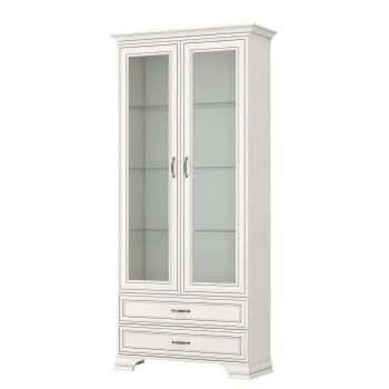 Vitrina cu 2 usi si 2 sertare TIFFANY II, geam, crem fineline, 99x39,9x212,1 cm imagine