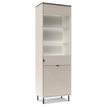 Vitrina EVO, 2 usi, geam, casmir + stejar castello, 63,4x40x194,6 cm imagine