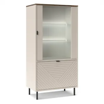 Vitrina joasa EVO, 2 usi, geam, casmir + stejar castello, 68,4x40x135,2 cm imagine