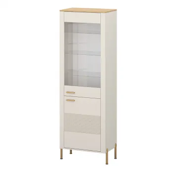 Vitrina RUBEN, 2 usi, geam, casmir + stejar piatra, 69,6x42,2x203 cm imagine