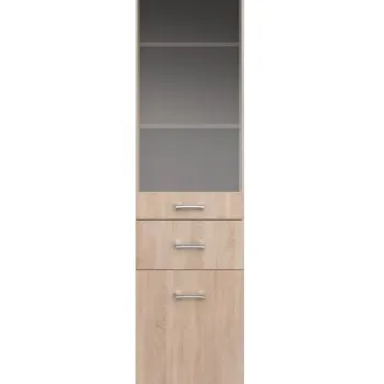 Vitrina TOP MIX, 2 usi, 1 sertar, geam, stejar sonoma, 40x33x183 cm imagine