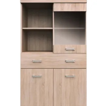 Vitrina TOP MIX, 3 usi, 1 sertar, geam, stejar sonoma, 80x34x145 cm imagine